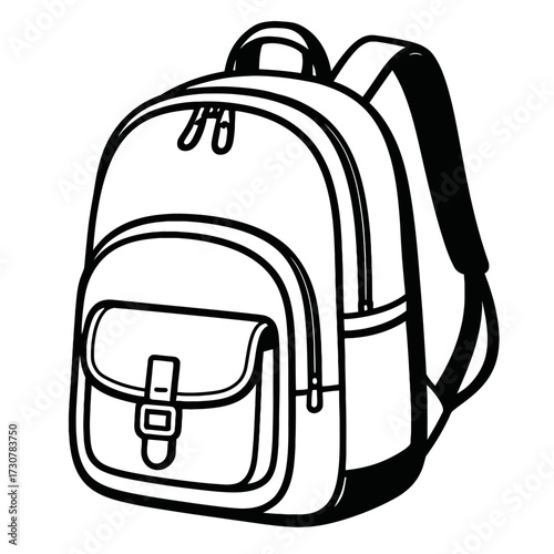 Backpack or School Bag Icon Vector - Classic Symbol for Education and Travel
