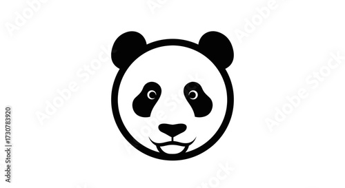 A simple, stylized black and white illustration of a panda's face, centered.
