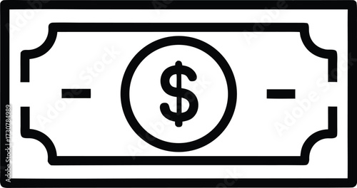 Dollar Bill Icon – Currency, Finance, and Monetary Transaction Symbol