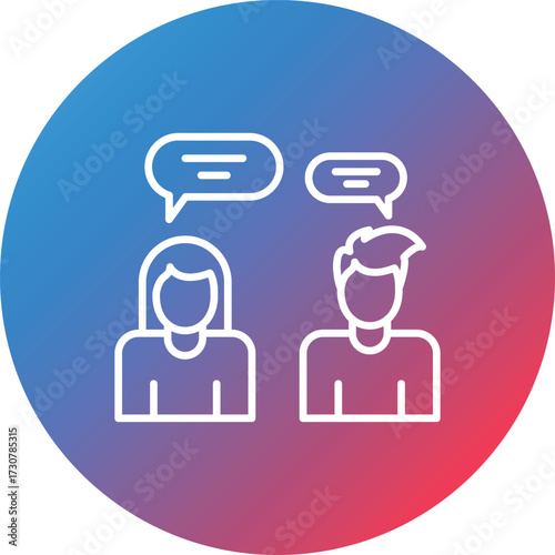 Group Chat Line Gradient Circle Background Icon