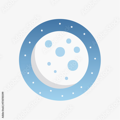 A minimalistic vector illustration of a moon with stars, evoking night's magic and cosmic dreams
