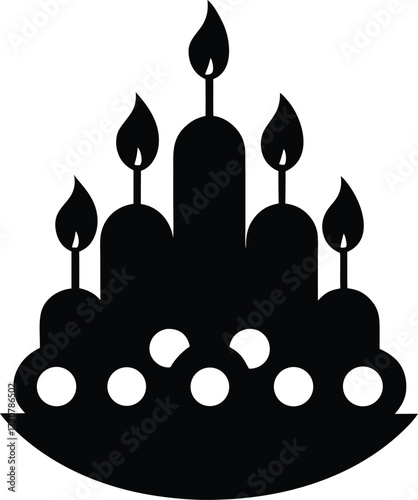 Candle Cluster Silhouette Vector Art Illustration