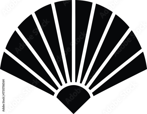 Chinese Fan Silhouette Vector Art Illustration