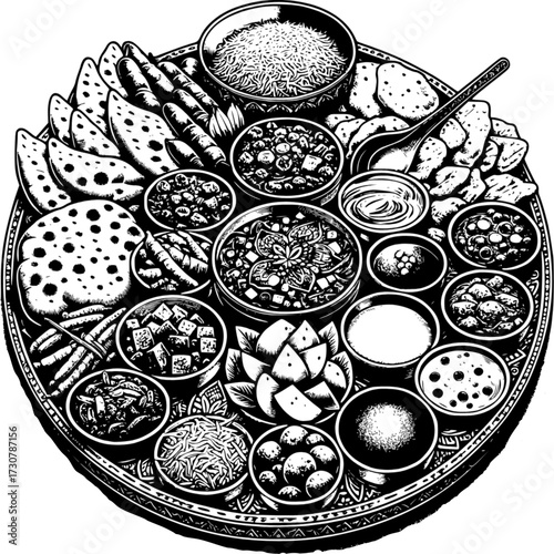 Delectable Culinary Delights: A beautifully arranged platter of an array of culinary masterpieces, each plate holds a treasure of flavors, presenting a celebration of diverse taste.