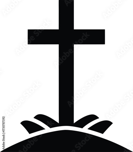 Easter Cross Silhouette Vector Art Illustration