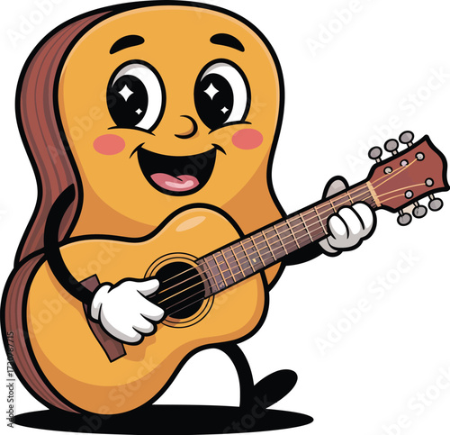 A group of young musicians including a girl with an acoustic guitar and a man playing an electric guitar
