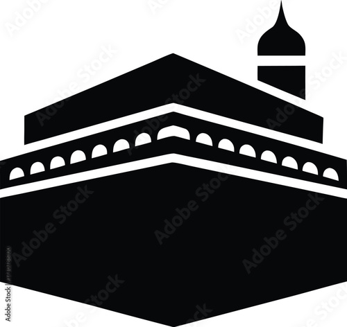 Kaaba Mecca Silhouette Vector Art Illustration