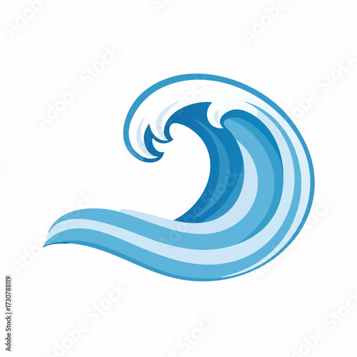 Stylized blue ocean wave illustration with white accents on a clean background