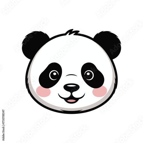 Cute cartoon panda face isolated on white background
