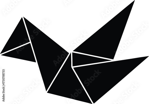 Origami crane silhouette vector art illustration
