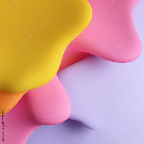 pastel gradient background with 3D fluid shapes