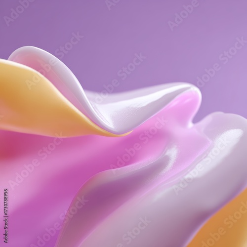 pastel gradient background with 3D fluid shapes