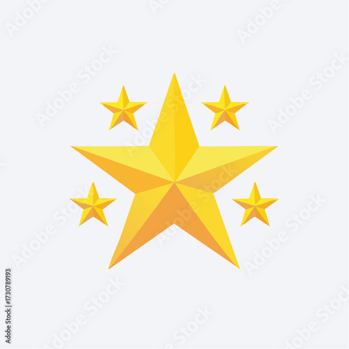 Golden star rating system with smaller stars icon for feedback and evaluation