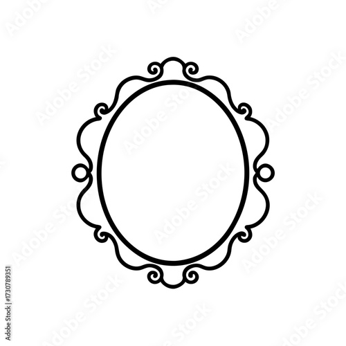 ornate baroque frame line art surrounding a mirror