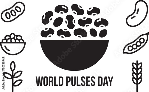 World Pulses Day concept. Bowl of beans, seeds, pods, grains for healthy nutrition
