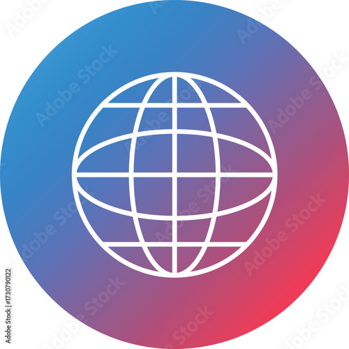 Worldwide Line Gradient Circle Background Icon