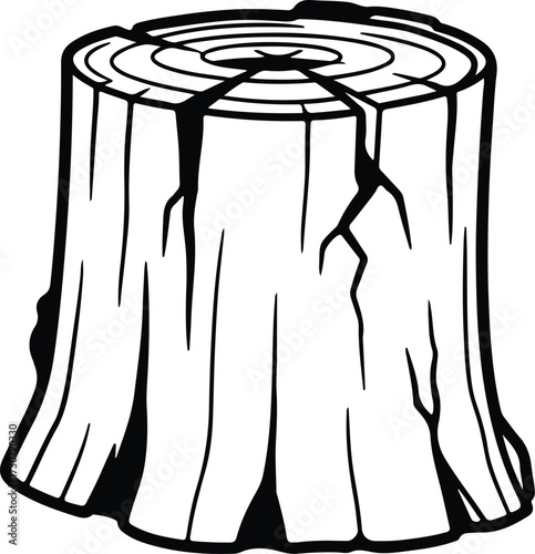 Vector Black and white tree stump wood silhouette Illustrator
