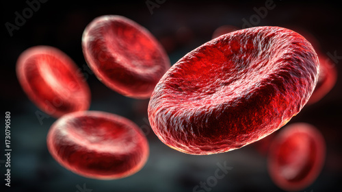 Red blood cells, erythrocytes, in vessels, microscopic image