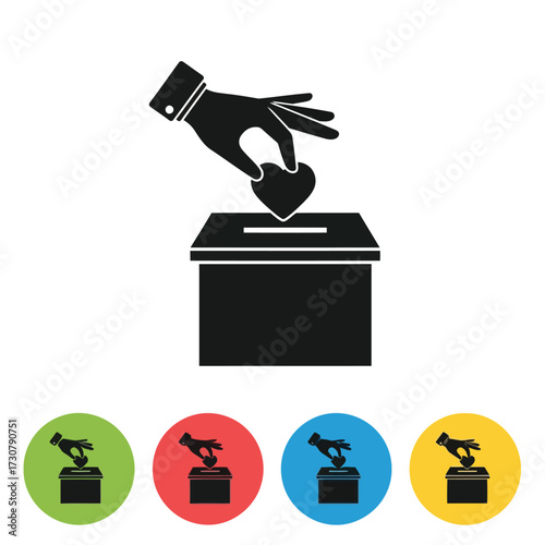 Vector art of hand dropping heart into donation box