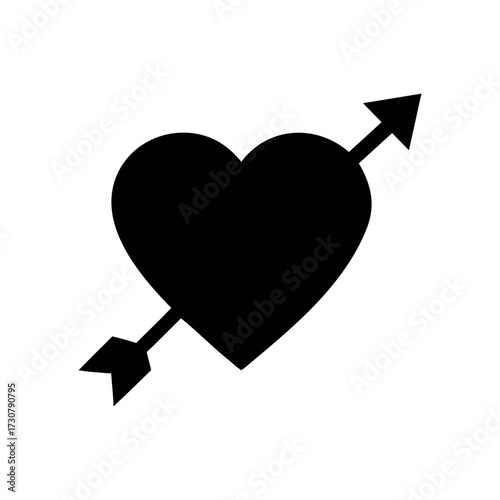 Love arrow passing through a heart in bold romantic graphic style Vector illustration