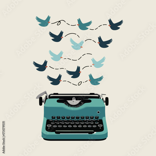 Creative Random Acts of Poetry Day vector art including handwritten poetry, flowing scrolls, hearts, coffee and notebook scenes, poetic quotes, abstract literary elements, flat solid colors
