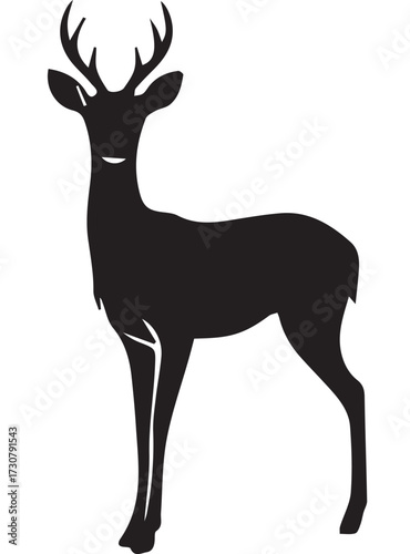 Dog and Deer Silhouette Vector Set – Big Dog, Small Dog, Sitting Dog, Playful Dog, Doe and Deer Wildlife Silhouettes