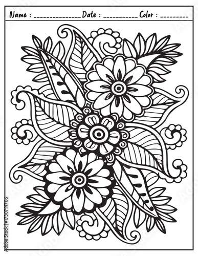 Mandala Coloring Page & Book for Adults and Kid. High resolution (300 DPI), Ready to print on standard 8.5x11-(A4) inch paper With (No Bleed), Black and White. Vector illustration
