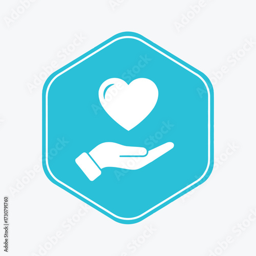Vector art of hand offering a heart, symbol of love and care