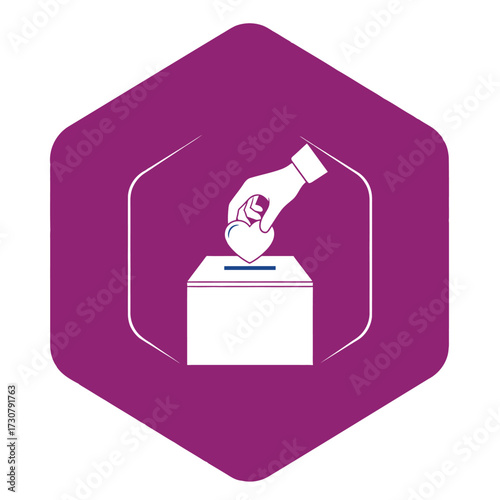 Vector art of hand dropping heart into donation box