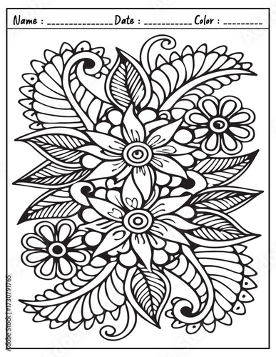 Mandala Coloring Page & Book for Adults and Kid. High resolution (300 DPI), Ready to print on standard 8.5x11-(A4) inch paper With (No Bleed), Black and White. Vector illustration
