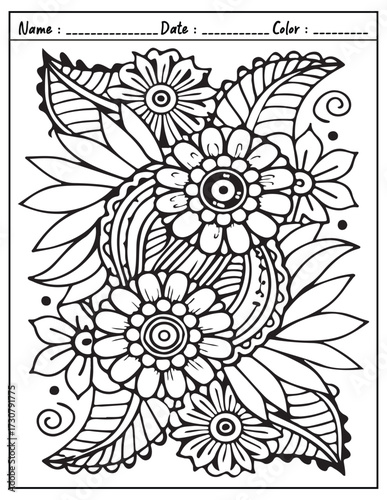 Mandala Coloring Page & Book for Adults and Kid. High resolution (300 DPI), Ready to print on standard 8.5x11-(A4) inch paper With (No Bleed), Black and White. Vector illustration
