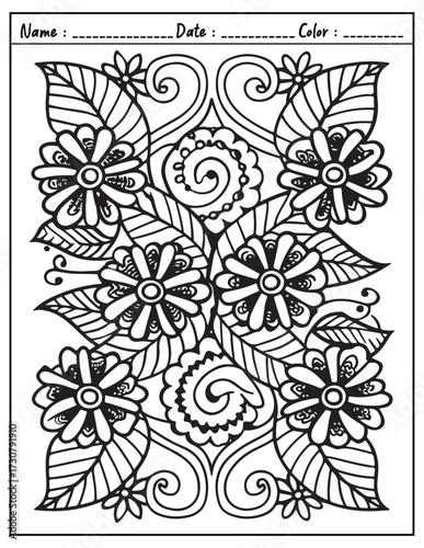Mandala Coloring Page & Book for Adults and Kid. High resolution (300 DPI), Ready to print on standard 8.5x11-(A4) inch paper With (No Bleed), Black and White. Vector illustration
