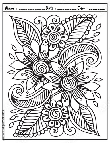 Mandala Coloring Page & Book for Adults and Kid. High resolution (300 DPI), Ready to print on standard 8.5x11-(A4) inch paper With (No Bleed), Black and White. Vector illustration
