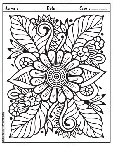 Mandala Coloring Page & Book for Adults and Kid. High resolution (300 DPI), Ready to print on standard 8.5x11-(A4) inch paper With (No Bleed), Black and White. Vector illustration
