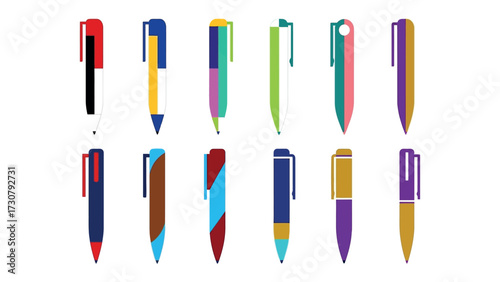Collection of pens: A meticulously crafted illustration of a diverse collection of pens, each possessing its own unique shape, color, and style. A testament to writing tools.