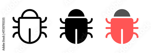 Bug icon representing errors, issues, or defects in software development, digital systems, or troubleshooting. Suitable for use in tech-related applications, software bug tracking, and debugging tools