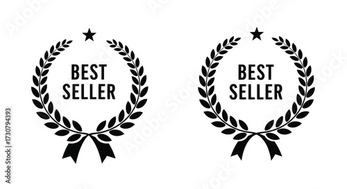 Two black laurel wreath badges displaying the text best seller