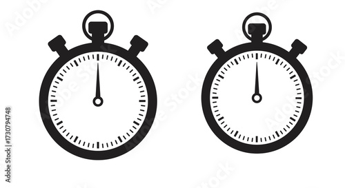 Two black and white stopwatch icons depicting the concept of time