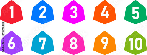 Colorful pennant flags with numbers one through ten