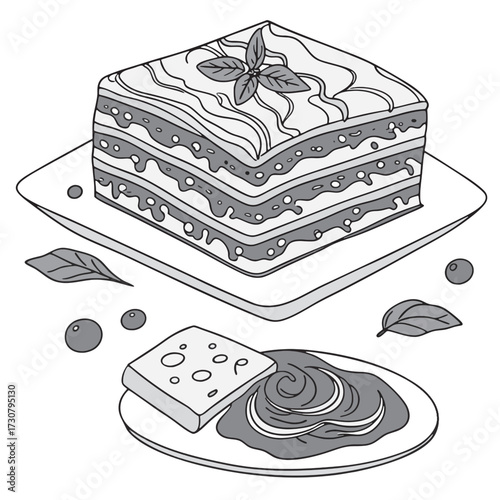 Partially eaten lentil and vegetable lasagna