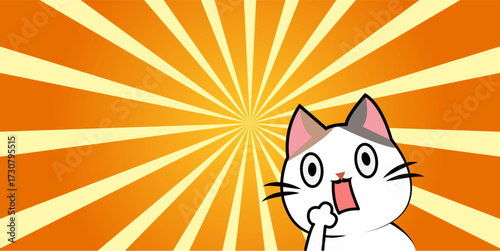 Shocked cat reacts to bright sunburst background
