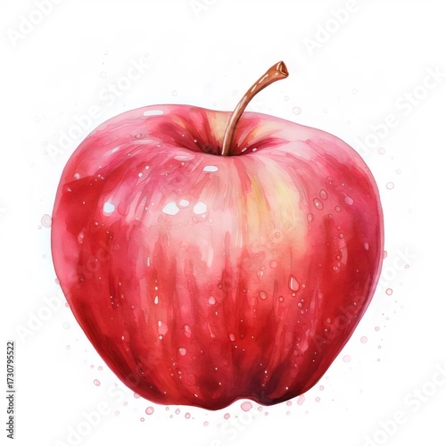 赤いリンゴの水彩画孤立した背景のクローズアップ