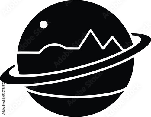 Alien planet silhouette vector art illustration