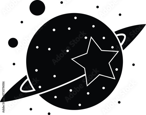 Binary star system silhouette vector art illustration