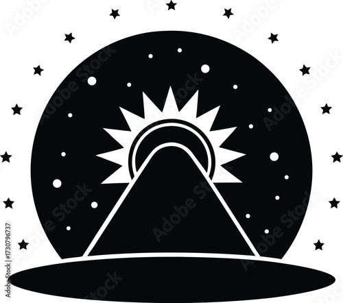 Dark energy science concept silhouette vector art illustration