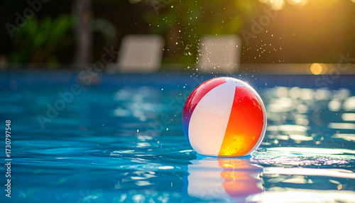 beach ball floating on swimming pool