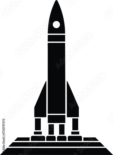 Launch pad rocket base silhouette vector art illustration