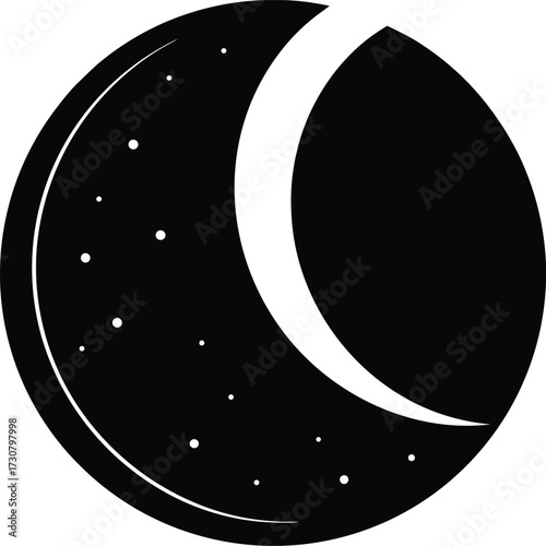 Moon lunar body silhouette vector art illustration