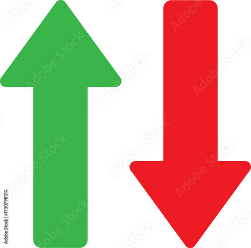 Green up arrow and red down arrow symbols