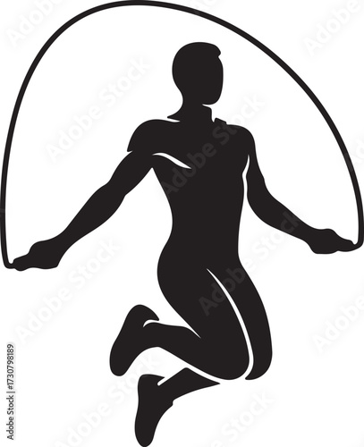 Vector art of silhouette of a man jumping rope fitness and exercise concept
